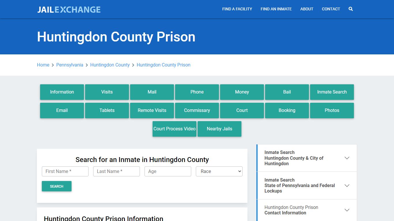 Huntingdon County Prison Roster Lookup, PA, Inmate Search - Jail Exchange