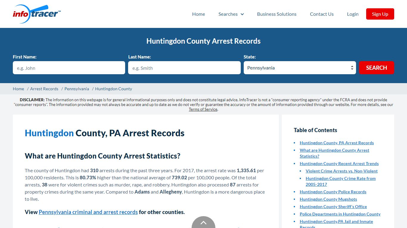 Huntingdon County, PA Arrests, Mugshots & Jail Records - InfoTracer